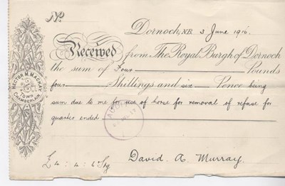 Receipt for use of horse 1916