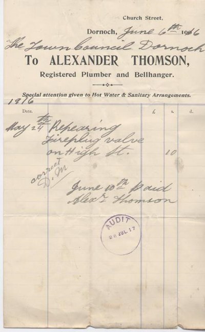 Bill for repairs 1916