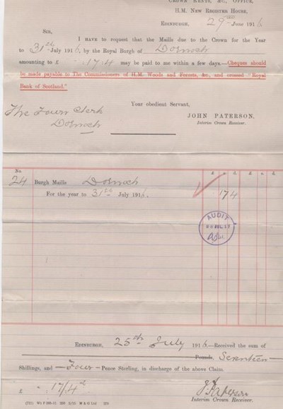 Bill for burgh maills 1916