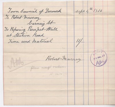 Bill for repairs to wall 1916 
