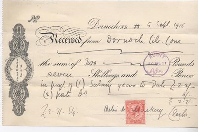 Receipt for town clerk's salary 1916