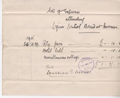 Bill for expenses 1916