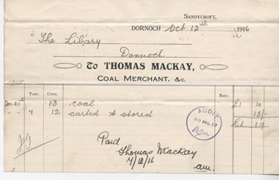 Bill for coal 1916