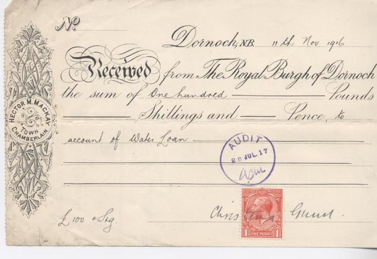 Receipt for loan repayment 1916