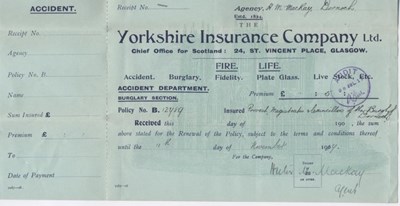 Receipt for insurance premium 1916