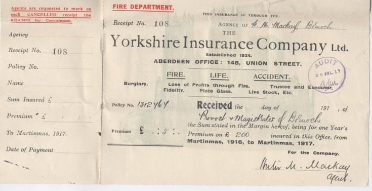 Receipt for insurance premium 1916