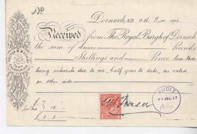 Receipt for interest 1916