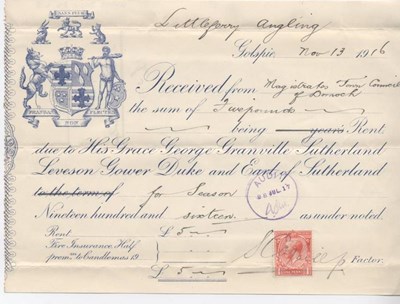 Receipt for rent 1916