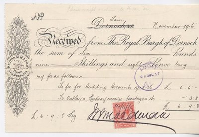 Receipt for auditor's fee 1916
