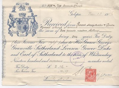 Receipt for feu duty 1916
