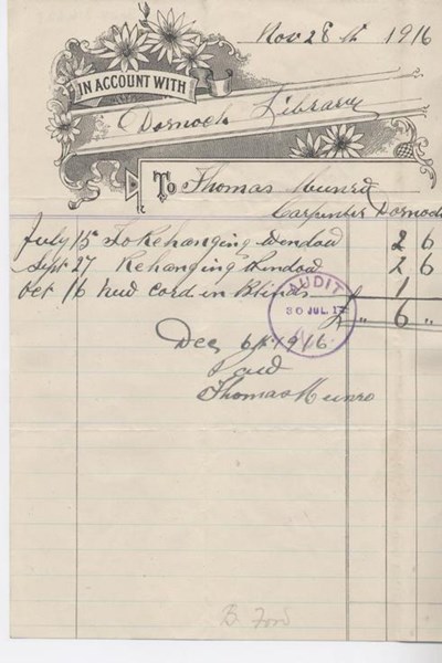 Bill for window repairs 1916