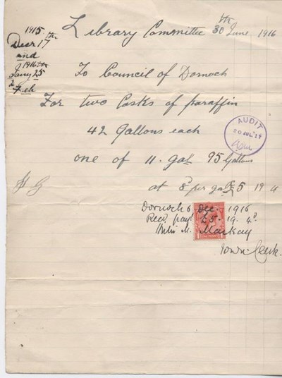 Bill for paraffin 1916