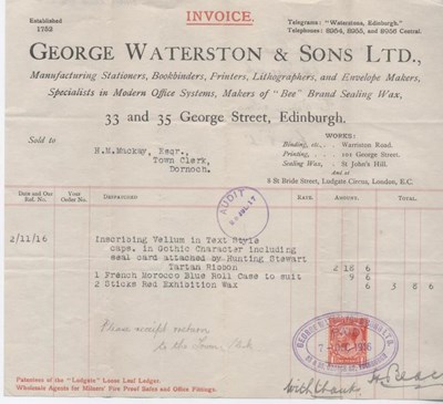 Bill for burgess ticket 1916