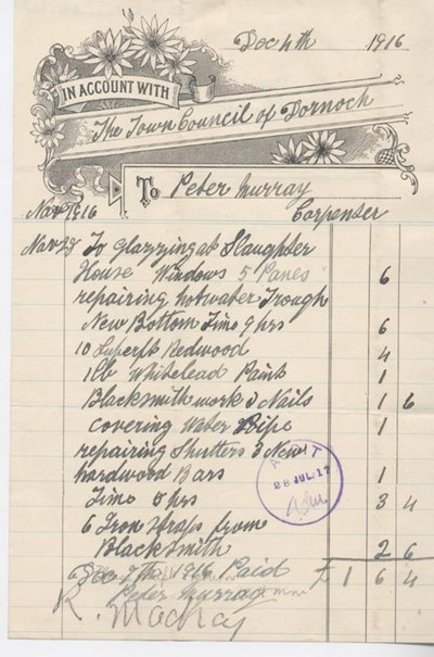 Bill for repairs at slaughterhouse 1916