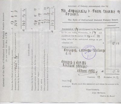Bill for fishery assessment 1916