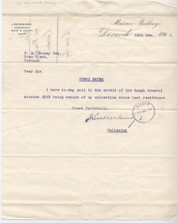 Letter from burgh collector 1916
