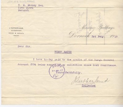 Letter from Burgh Collector 1917