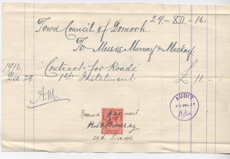 Bill for road contract 1916