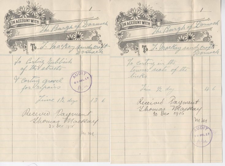 Bill for carting 1916