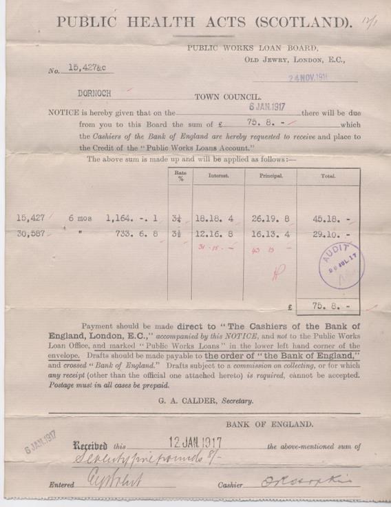 Bill for interest 1917