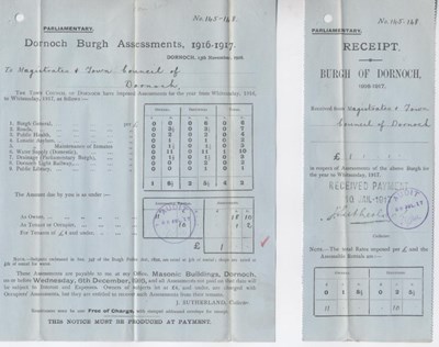 Notice of assessment for parliamentary rates 1916-17