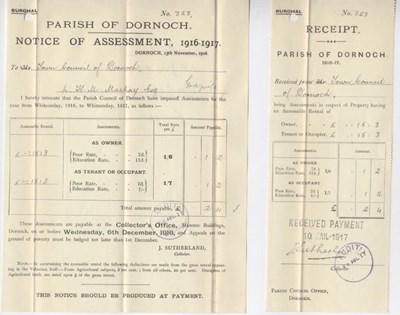 Notice of assessment for burghal rates 1916-17