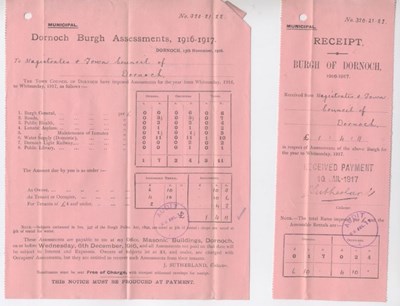 Notice of assessment for municipal rates 1916-17
