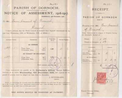 Notice of assessment for parish rates 1916-17