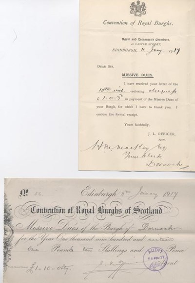 Receipt for Convention of Royal Burghs dues 1917