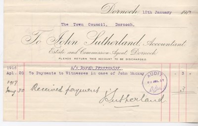 Bill for witness payment 1917