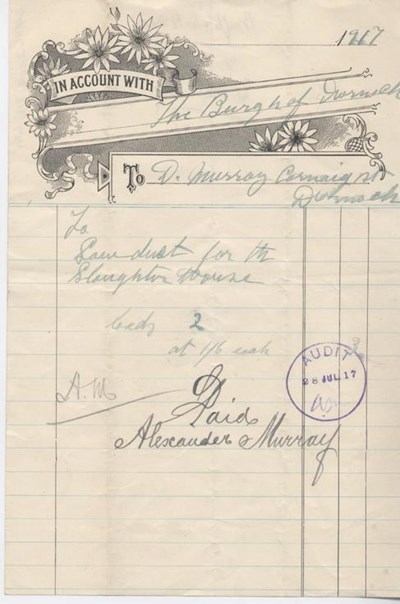 Bill for sawdust, 1917