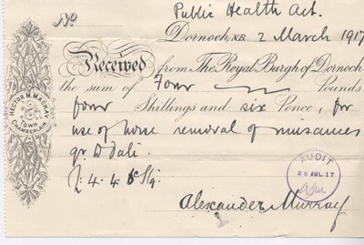 Receipt for use of horse, 1917
