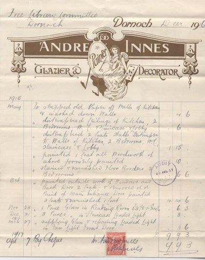 Bill for decorating 1916