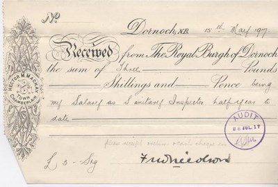 Receipt for sanitary inspector's salary 1917