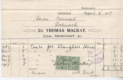 Bill for coal 1917