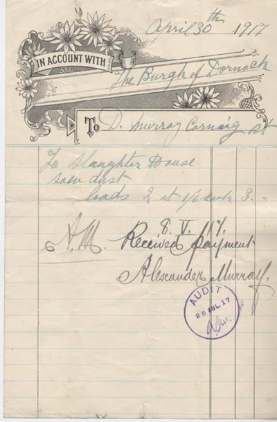Bill for sawdust 1917