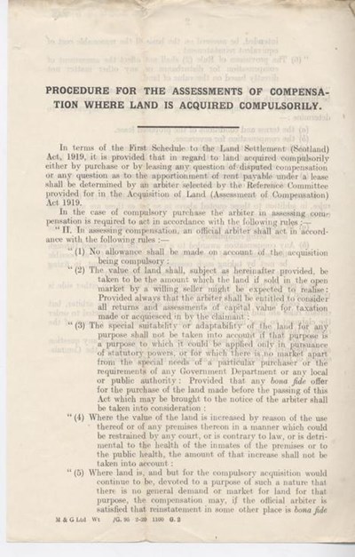 Allotment regulations 1920