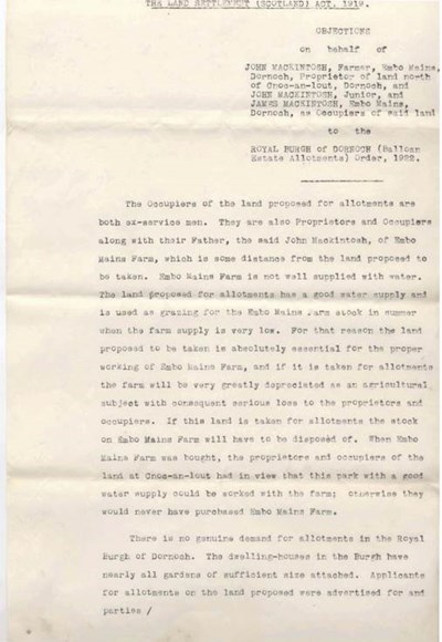 Objections to compulsory leasing order 1922