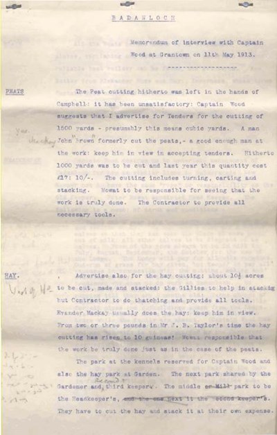 Notes of interview with Captain Wood 1913