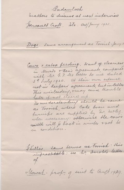 Notes for interview 1921
