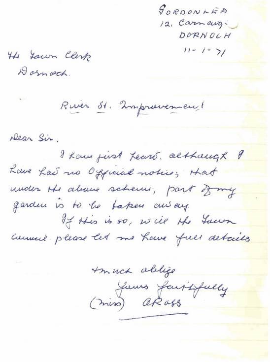 River Street improvement - complaint from Miss Ross