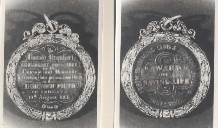 Inverness Advertiser report, photograph, and copies of medal, relating to ferry disaster at Bonar Bridge, 1860.