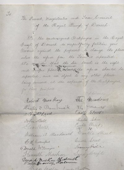 Petition against moving of refuse tip c.1900