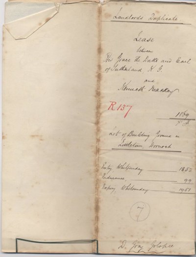 Lease between Duke of Sutherland and Kenneth Mackay 1869