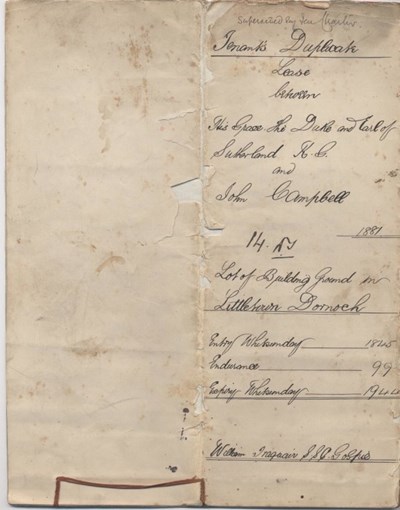 Lease between Duke of Sutherland and John Campbell 1881