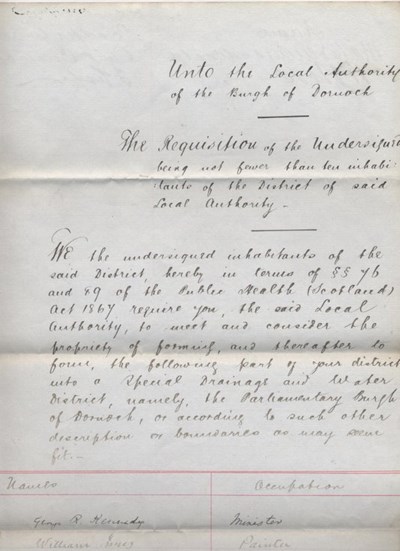Petition for public water supply 1890