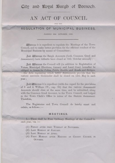 Act of Council for the Regulation of Municipal Business 1890