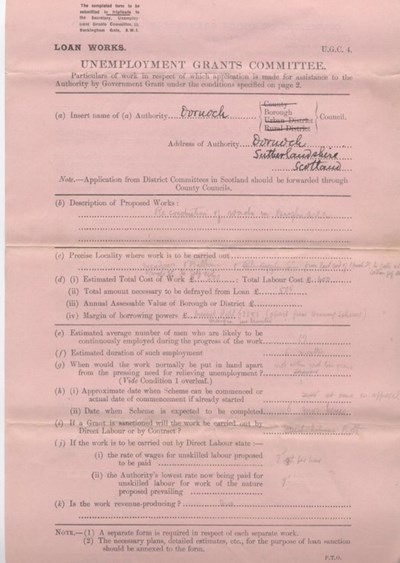 Application forms for unemployments grants loans 1921