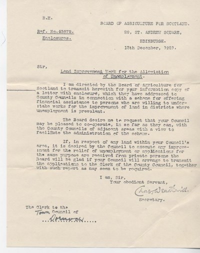 Letter re land improvement 1921