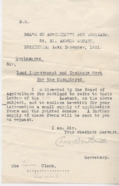 Letter re land improvement 1921